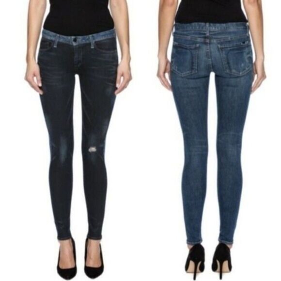 FIDELITY | Mila Two-tone Hellcat Sun King Distressed Mid-rise Jeans Sz 27 - Picture 1 of 14